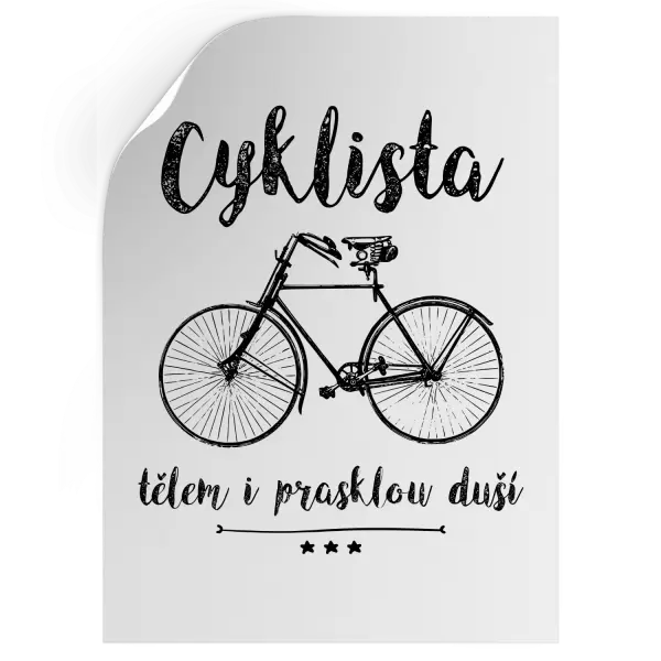 Samolepka Cyklista tělem i prasklou duší