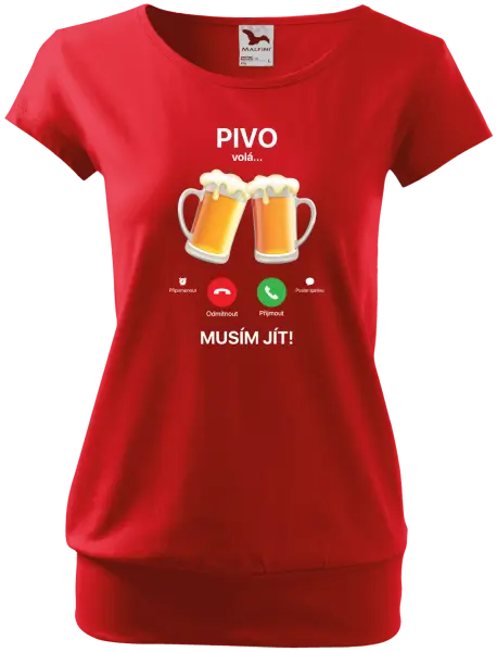 Dámské tričko Pivo volá... musím jít!