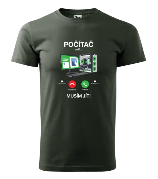 Pánské tričko Počítač volá... musím jít!