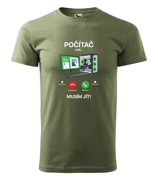 Pánské tričko Počítač volá... musím jít!