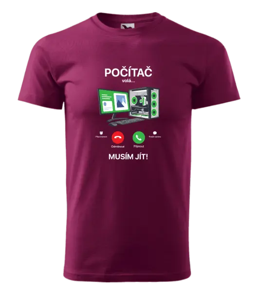Pánské tričko Počítač volá... musím jít!