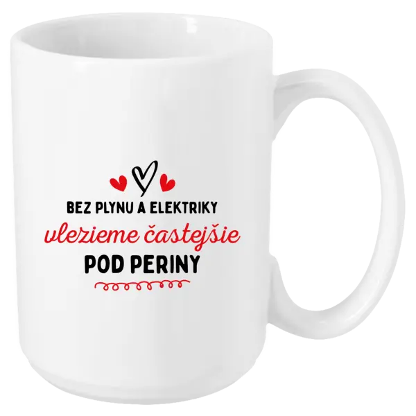 Hrnček Bez plynu a elektriky vlezieme častejšie pod periny