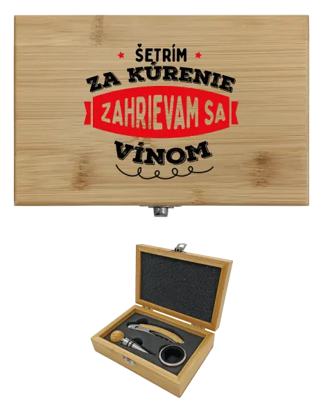 Drevená sada k vínu Zahrievam sa vínom