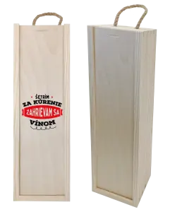 Drevená skrinka na víno Zahrievam sa vínom