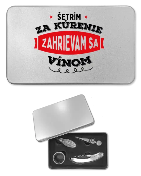 Plechová sada k vínu Zahrievam sa vínom