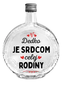 Fľaša, sklenená guľatá Dedko je srdcom celej rodiny