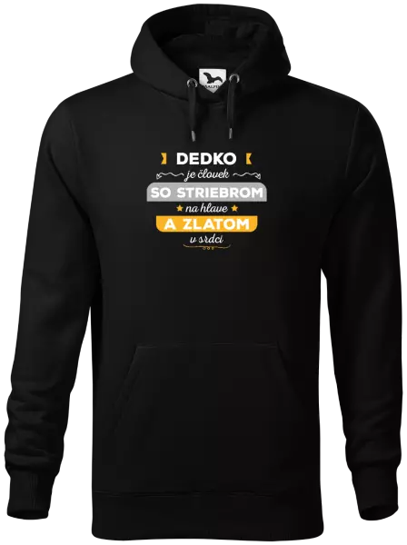 Pánska mikina Dedko je človek so striebrom na hlave a zlatom v srdci