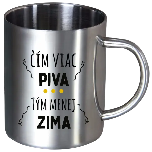 Nerezový hrnček Čím viac piva, tým menej zima