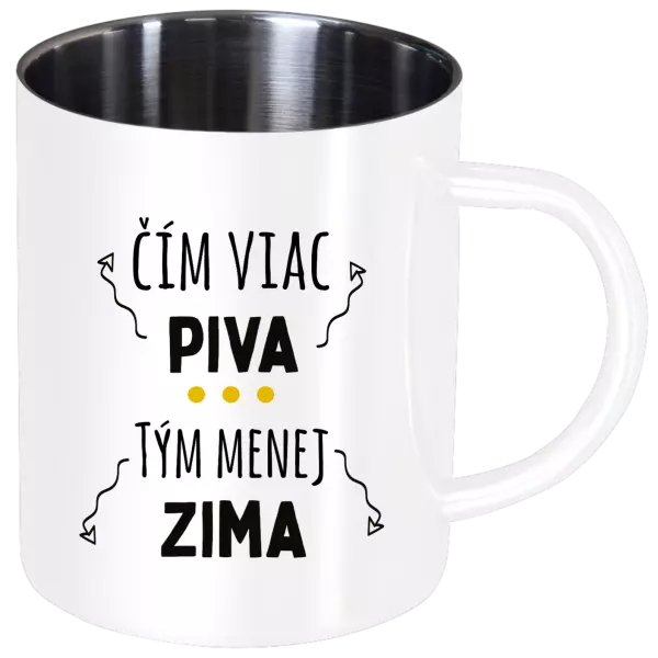 Nerezový hrnček Čím viac piva, tým menej zima