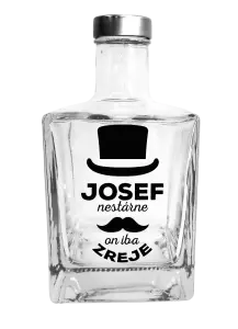 Fľaša, sklenená hranatá  Meno nestárne, on iba zreje