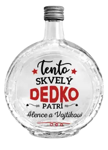 Fľaša, sklenená guľatá Tento dedko patrí
