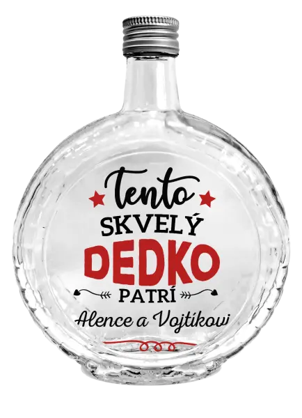 Fľaša, sklenená guľatá Tento dedko patrí