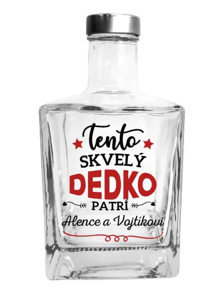 Fľaša, sklenená hranatá Tento dedko patrí