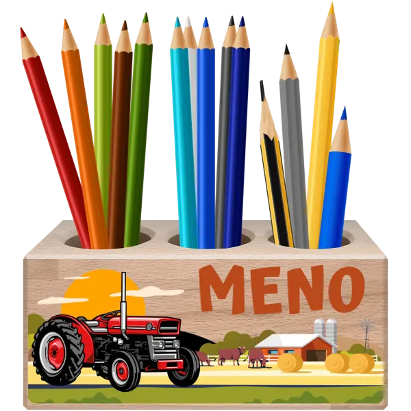 Držiak na pastelky Traktor na farme s menom