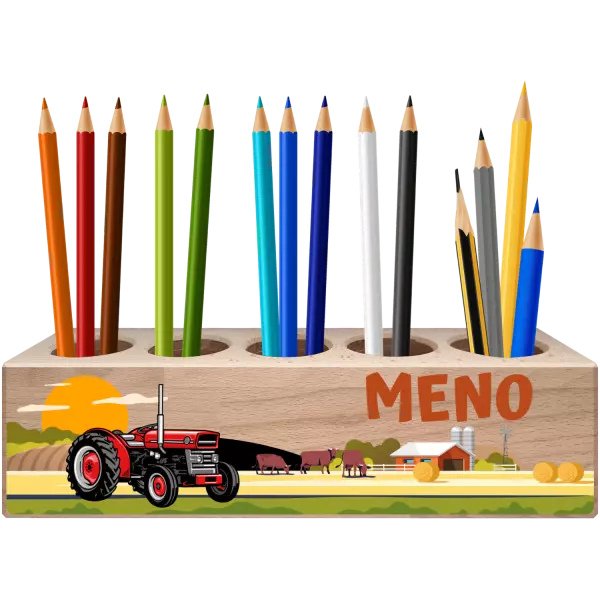 Držiak na pastelky Traktor na farme s menom