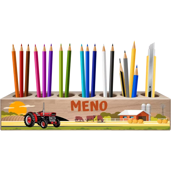 Držiak na pastelky Traktor na farme s menom