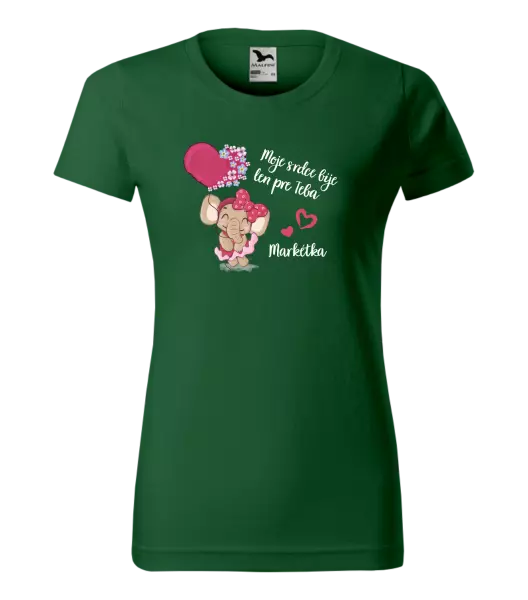 Dámske tričko Moje srdce bije len pre teba s menom