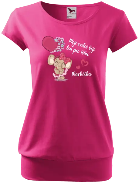 Dámske tričko Moje srdce bije len pre teba s menom