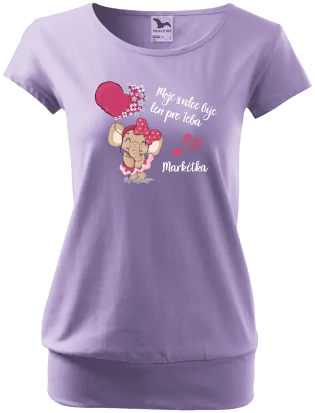 Dámske tričko Moje srdce bije len pre teba s menom