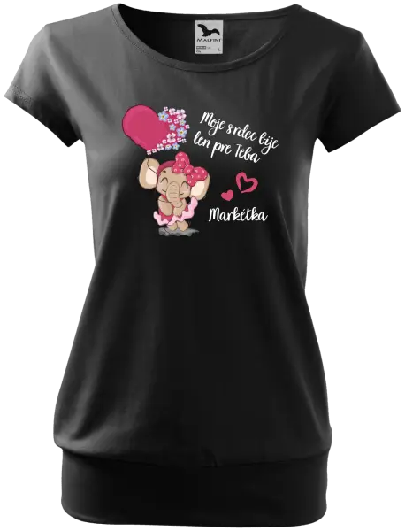Dámske tričko Moje srdce bije len pre teba s menom