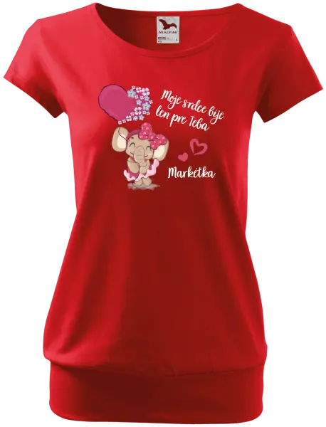 Dámske tričko Moje srdce bije len pre teba s menom