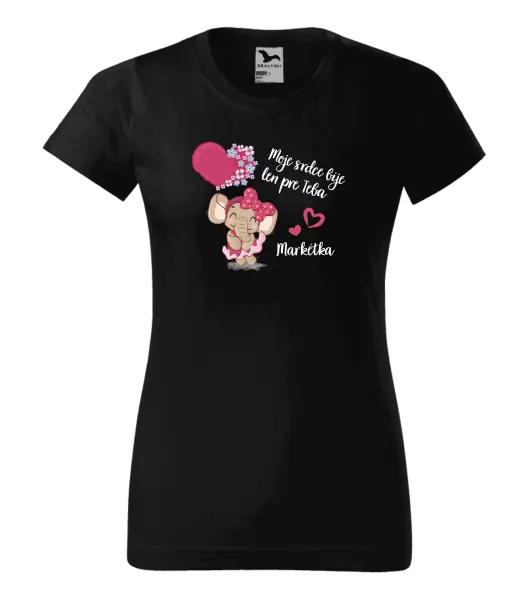 Dámske tričko Moje srdce bije len pre teba s menom