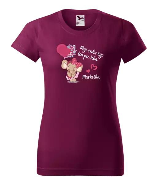 Dámske tričko Moje srdce bije len pre teba s menom