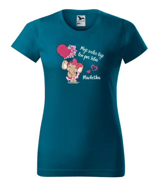 Dámske tričko Moje srdce bije len pre teba s menom