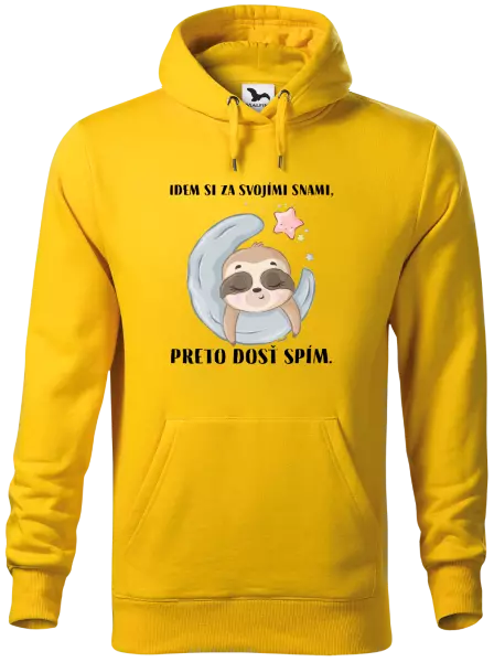 Pánska mikina Idem si za svojími snami, preto dosť spím.