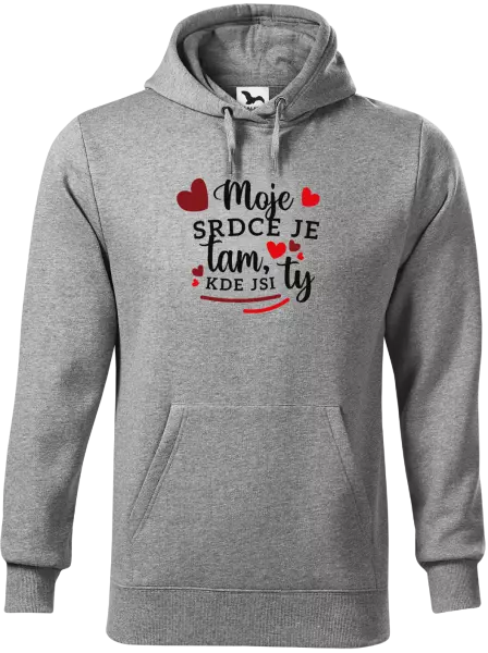 Pánska mikina Moje srdce je tam, kde si ty