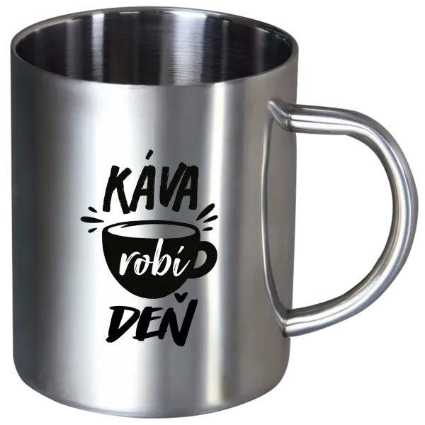 Nerezový hrnček Káva robí deň