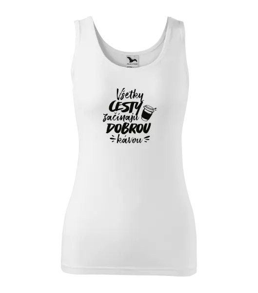 Dámske tielko Všetky cestky začínajú dobrou kávou