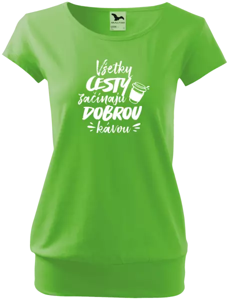 Dámske tričko Všetky cestky začínajú dobrou kávou