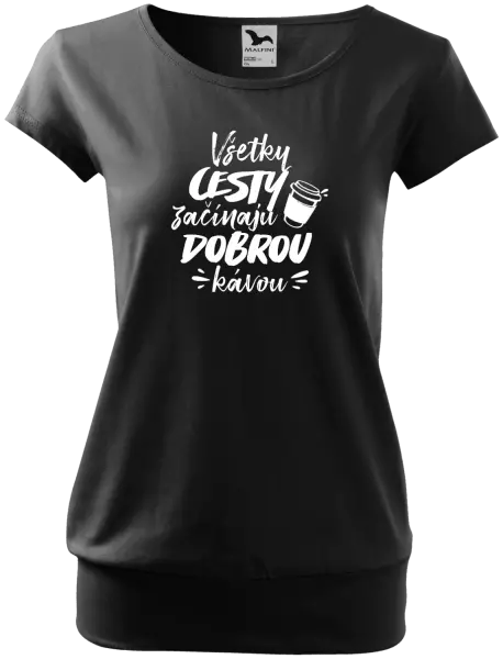 Dámske tričko Všetky cestky začínajú dobrou kávou
