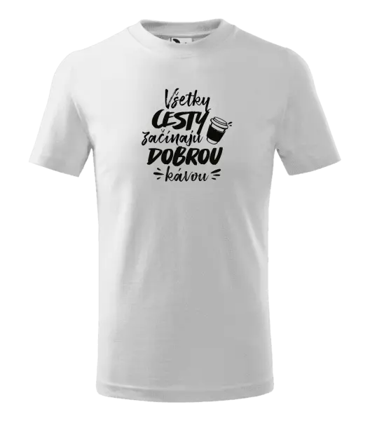 Detské tričko Všetky cestky začínajú dobrou kávou