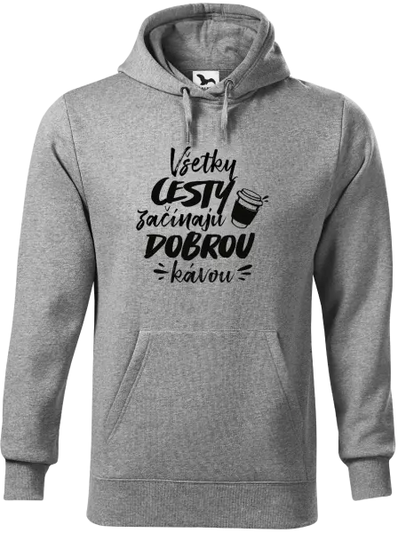 Pánska mikina Všetky cestky začínajú dobrou kávou
