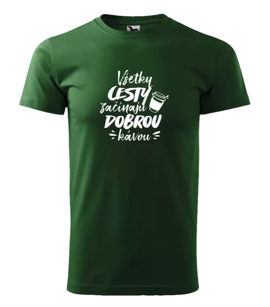 Pánske tričko Všetky cestky začínajú dobrou kávou