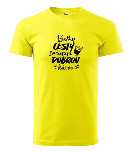 Pánske tričko Všetky cestky začínajú dobrou kávou