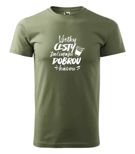 Pánske tričko Všetky cestky začínajú dobrou kávou