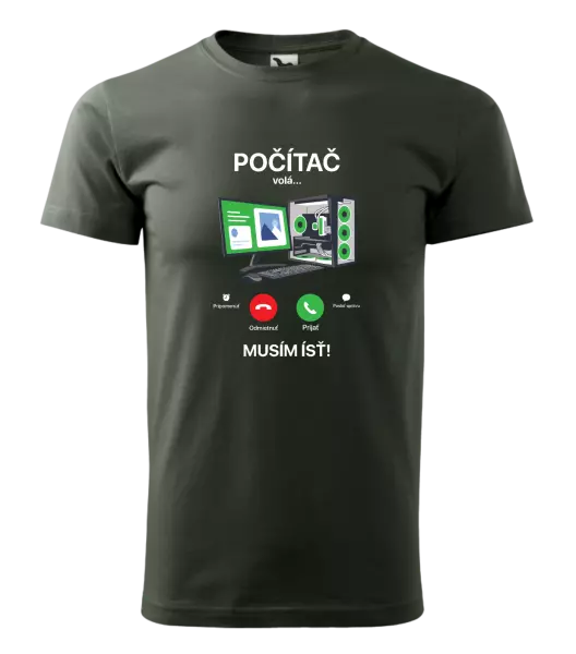 Pánske tričko Počítač volá... musím ísť!