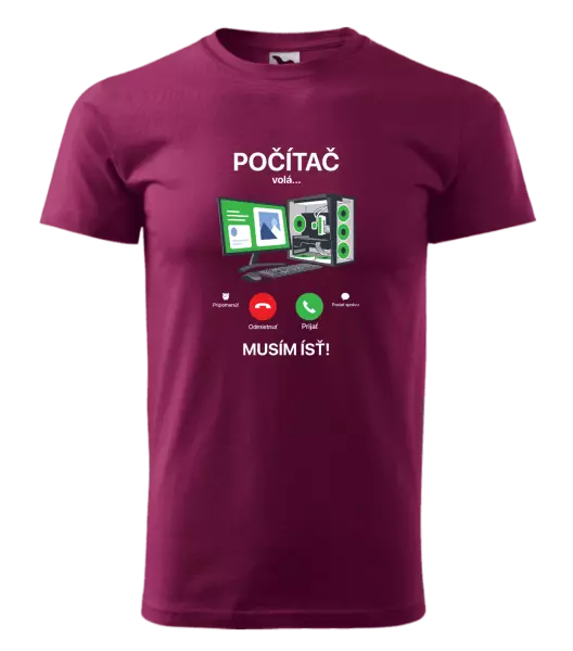 Pánske tričko Počítač volá... musím ísť!