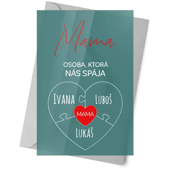 Plexi blahoželanie Mama - osoba,ktorá nás spája