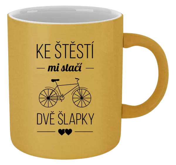 Metalický hrnek Ke štěstí mi stačí dvě šlapky