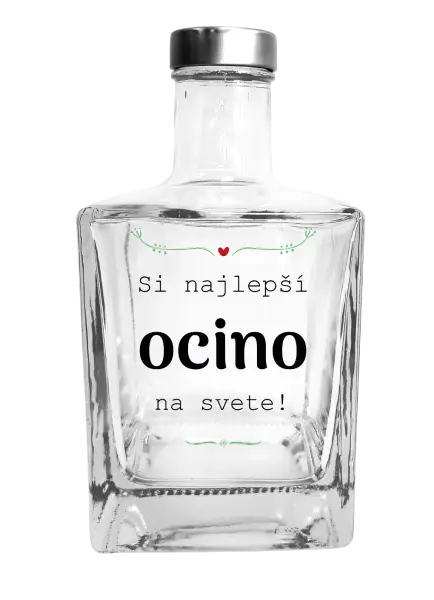 Fľaša, sklenená hranatá SI najlepší ocino na svete