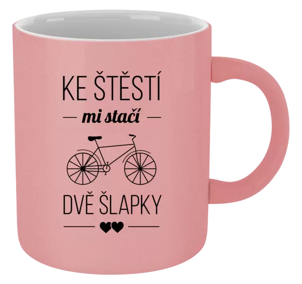 Metalický hrnek Ke štěstí mi stačí dvě šlapky