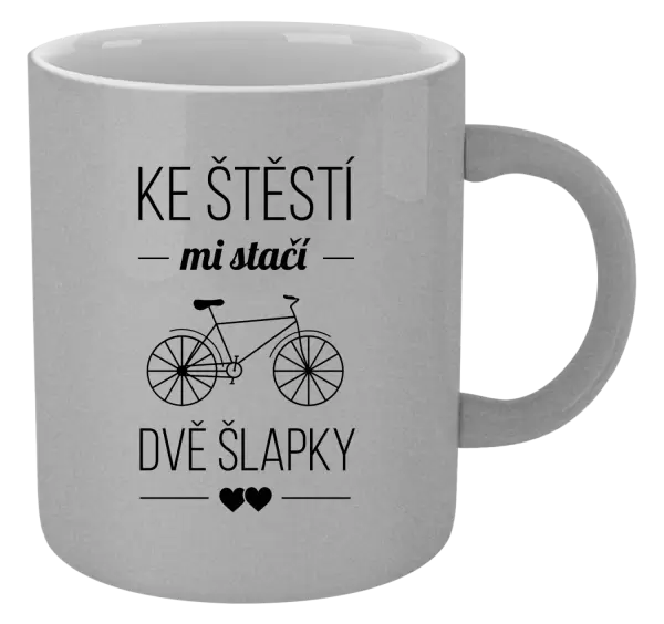 Metalický hrnek Ke štěstí mi stačí dvě šlapky