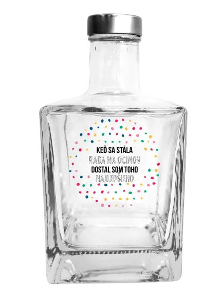 Fľaša, sklenená hranatá  Keď sa stála rada na ocinov, dostal som toho najlepšieho