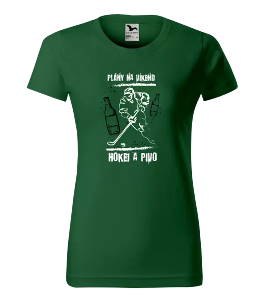 Dámske tričko Plány na víkend - hokej a pivo