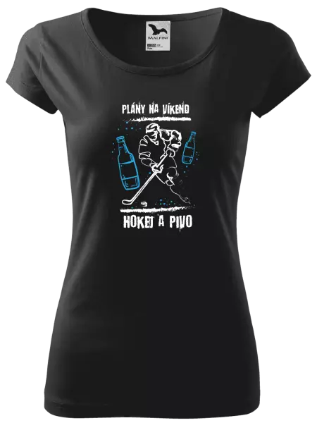 Dámske tričko Plány na víkend - hokej a pivo