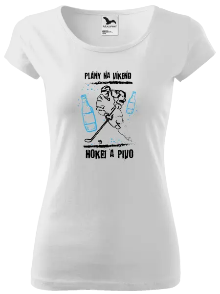 Dámske tričko Plány na víkend - hokej a pivo